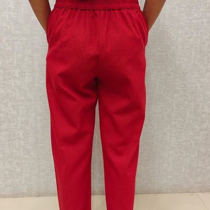 Linen Cotton Pants Red 011594