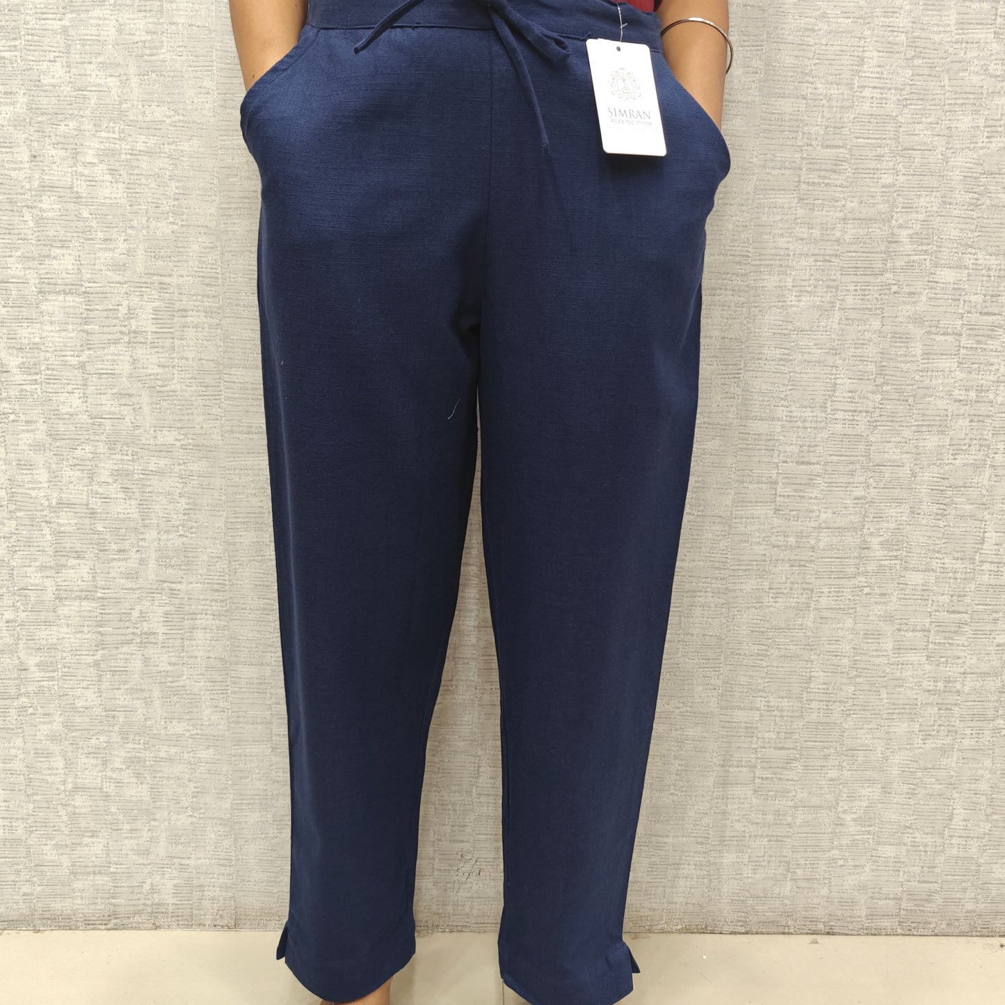 Linen Cotton Pants Navy Blue 011601