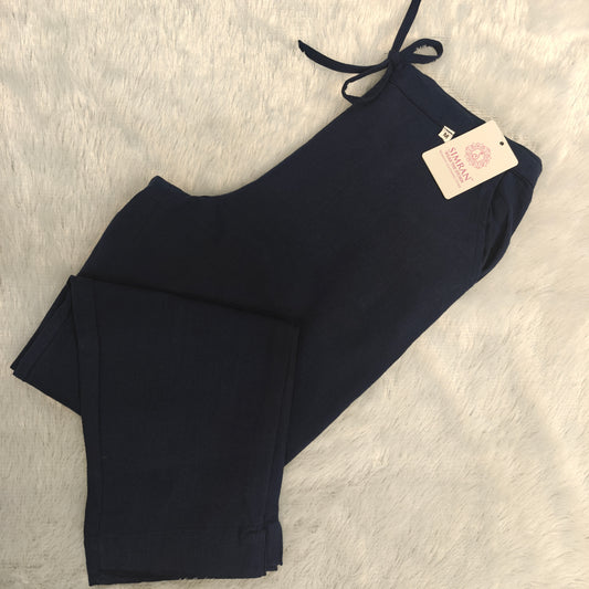 Linen Cotton Pants Navy Blue 011601