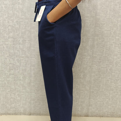 Linen Cotton Pants Navy Blue 011601