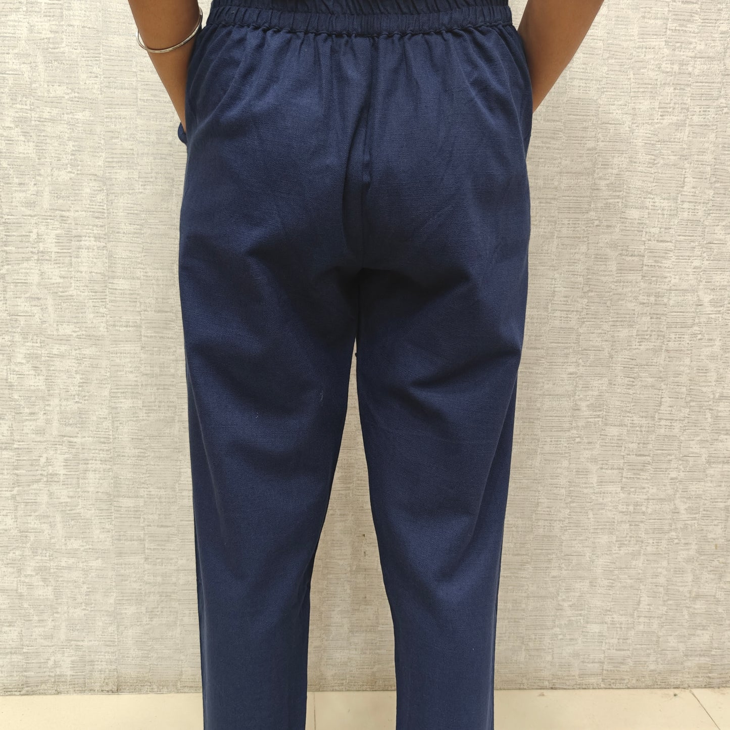 Linen Cotton Pants Navy Blue 011601