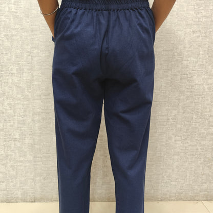 Linen Cotton Pants Navy Blue 011601