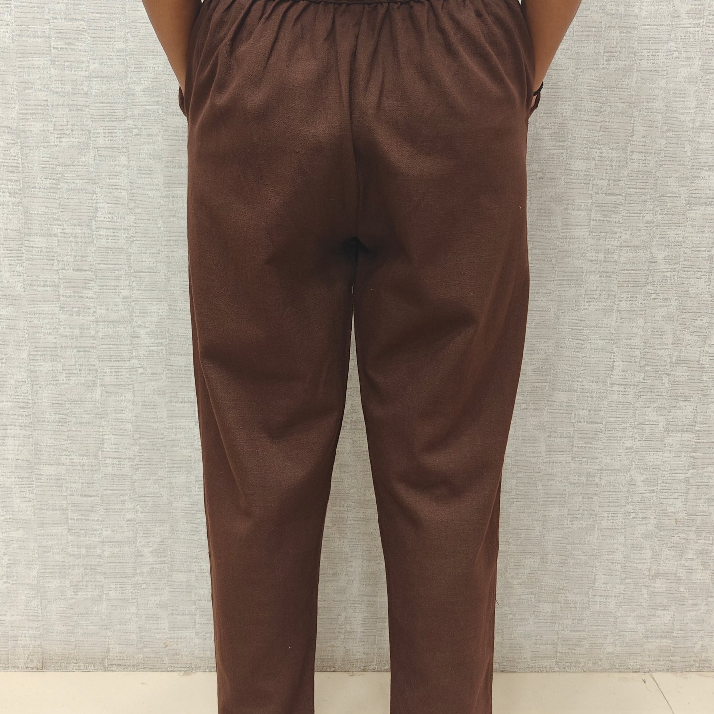 Linen Cotton Pants Dark Brown 011599