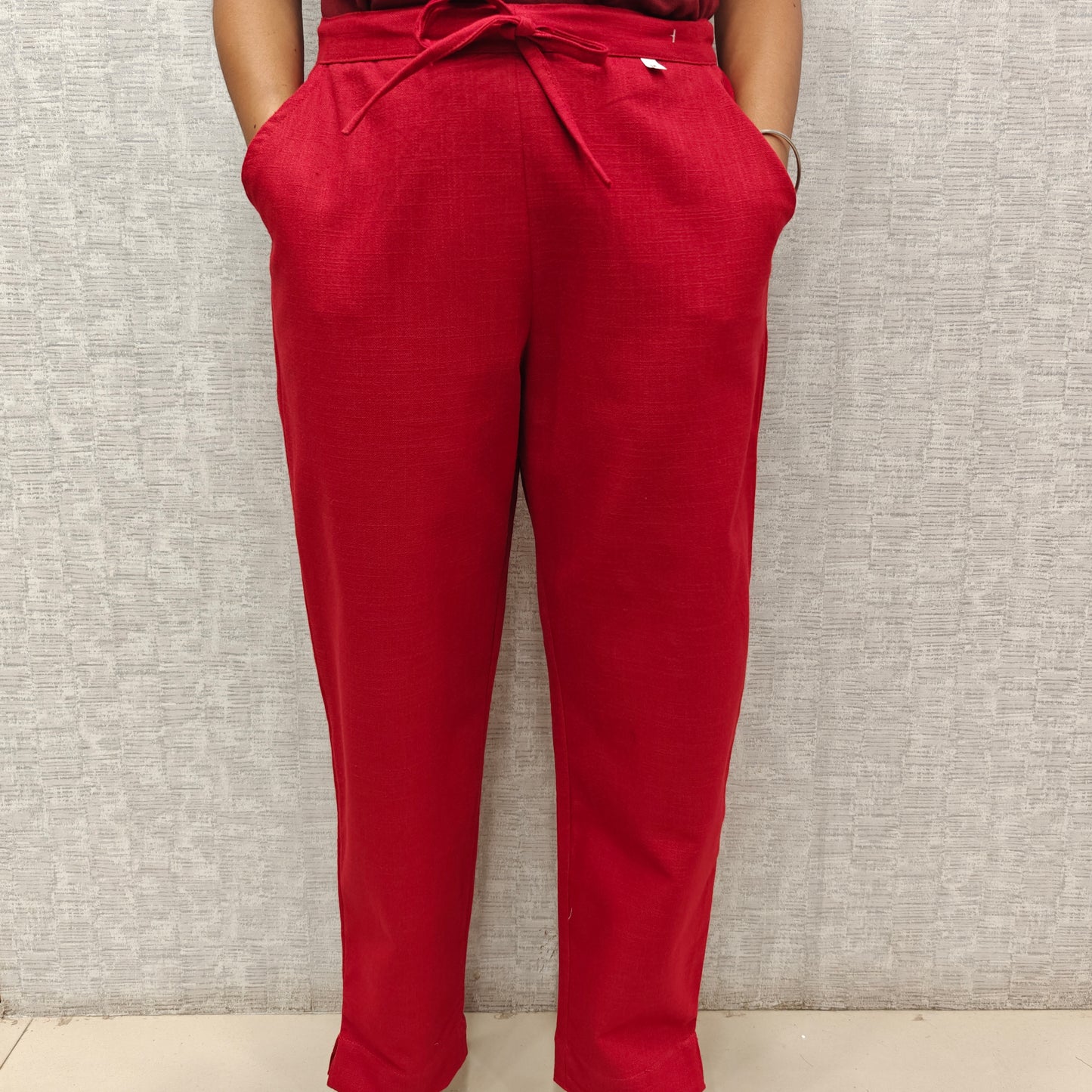 Linen Cotton Pants Red 011594